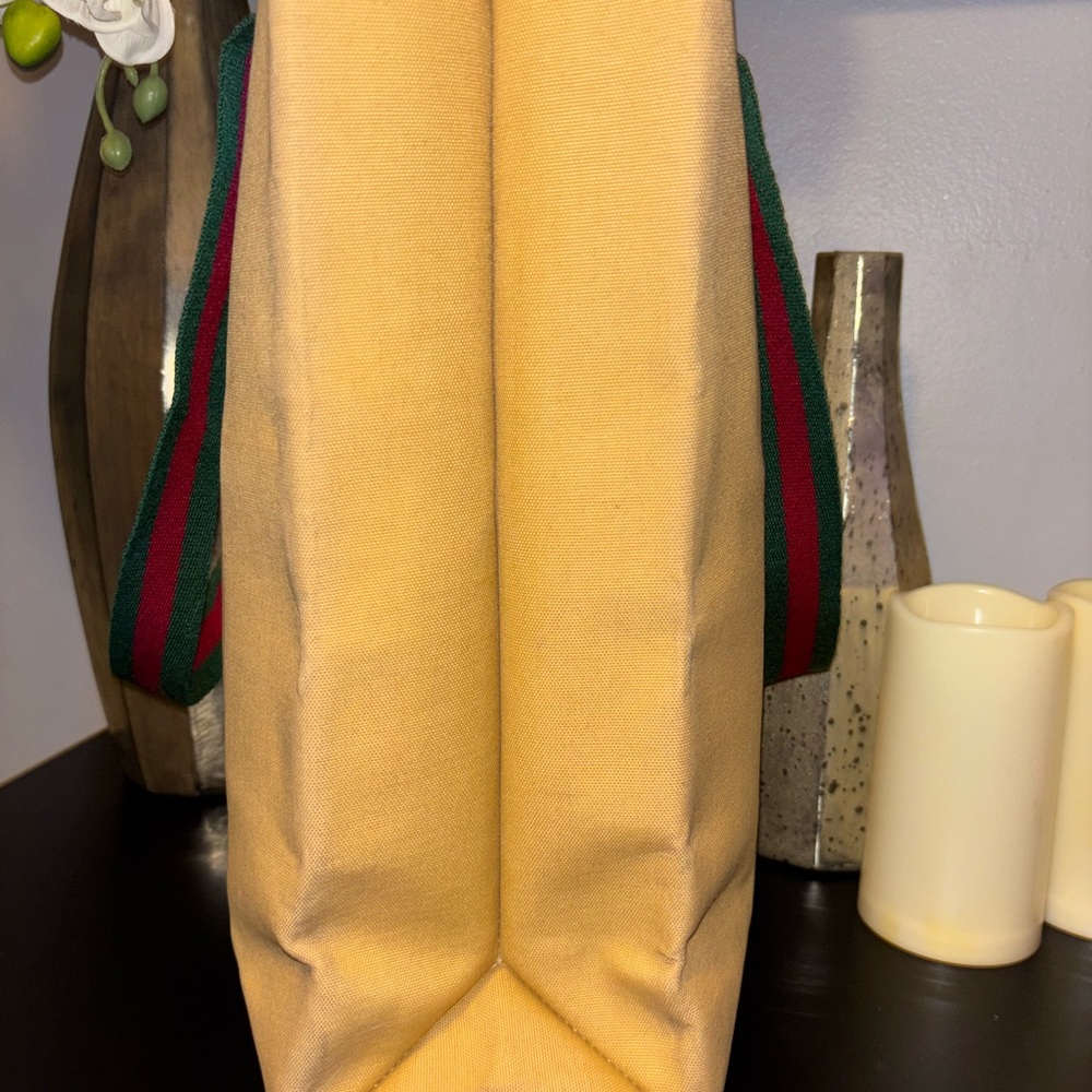Vintage-Gucci Golden Sherry-Line Canvas Tote. - Picture 4 of 10